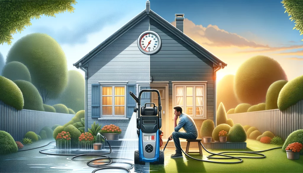 Decide on the right amount of pressure to wash a house.