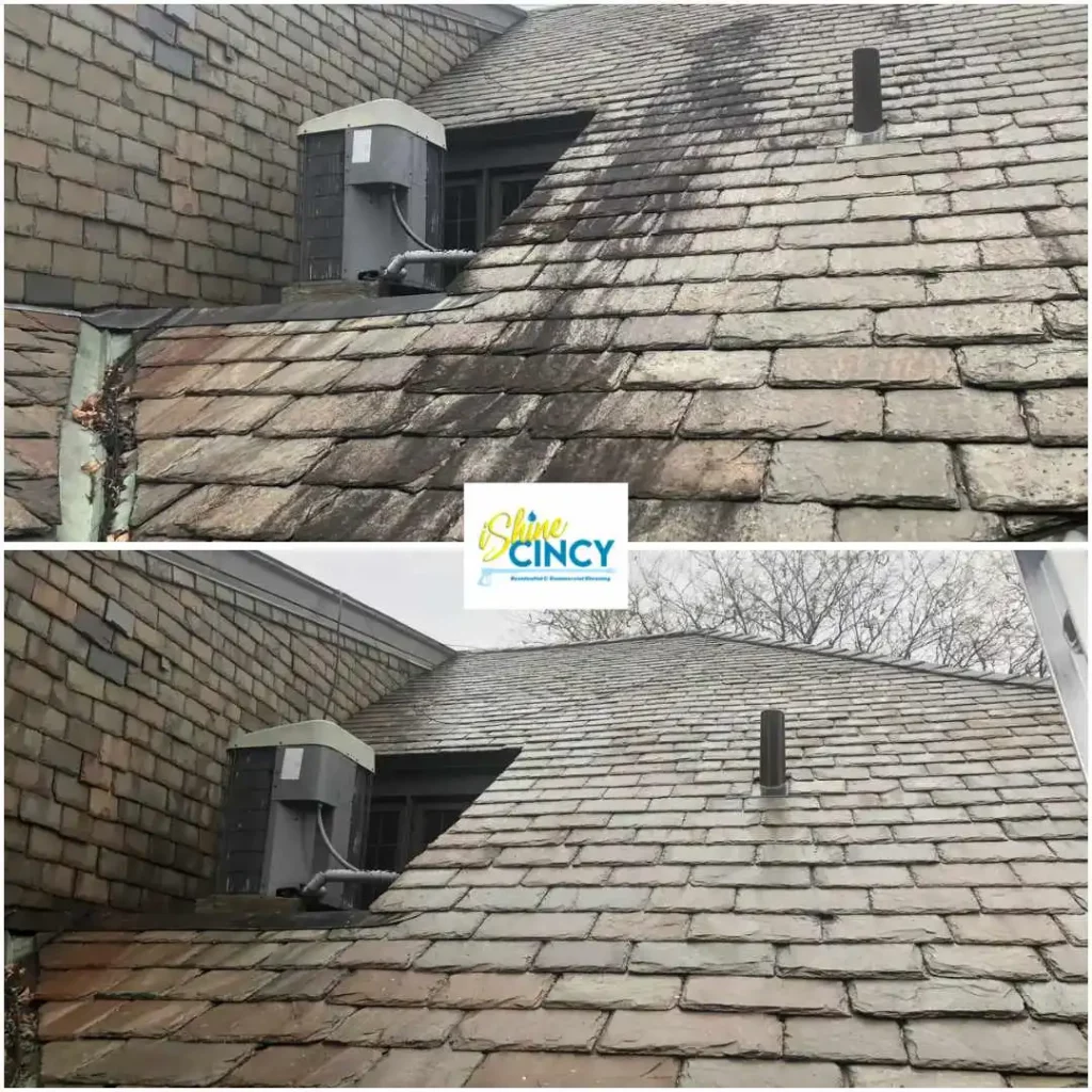 Residential slate roof cleaning in Cincinnati, Ohio