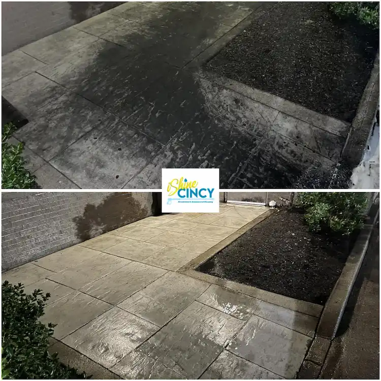 Fast Food Restaurant concrete cleaning in Cincinnati, Ohio by iShine Cincy - before / after image